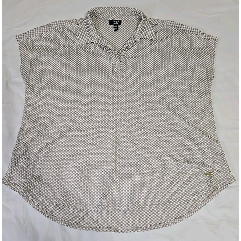Jones New York Women's XL Blouse Light Brown & White